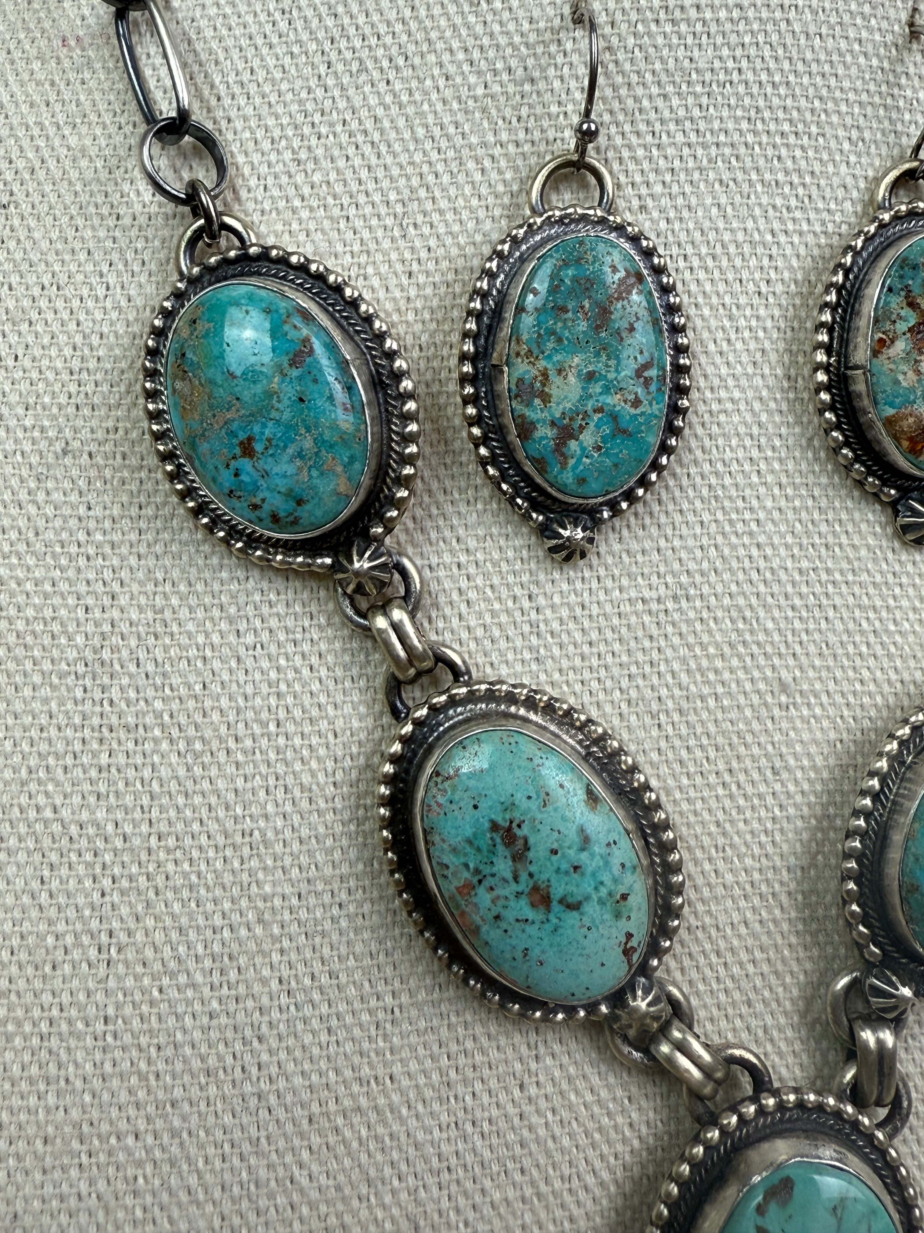Cordell Platero Cripple Creek Turquoise Lariat Set
