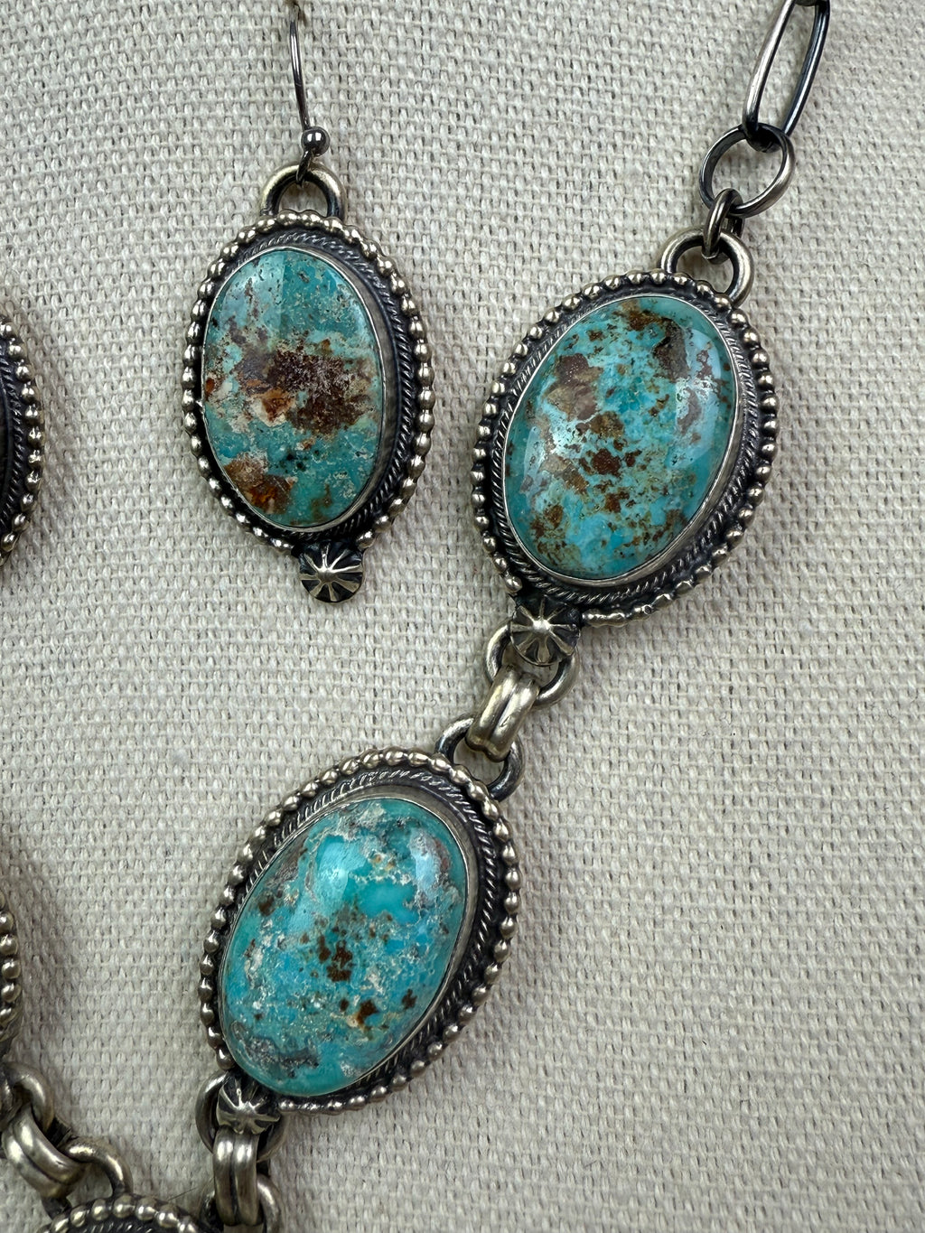 Cordell Platero Cripple Creek Turquoise Lariat Set