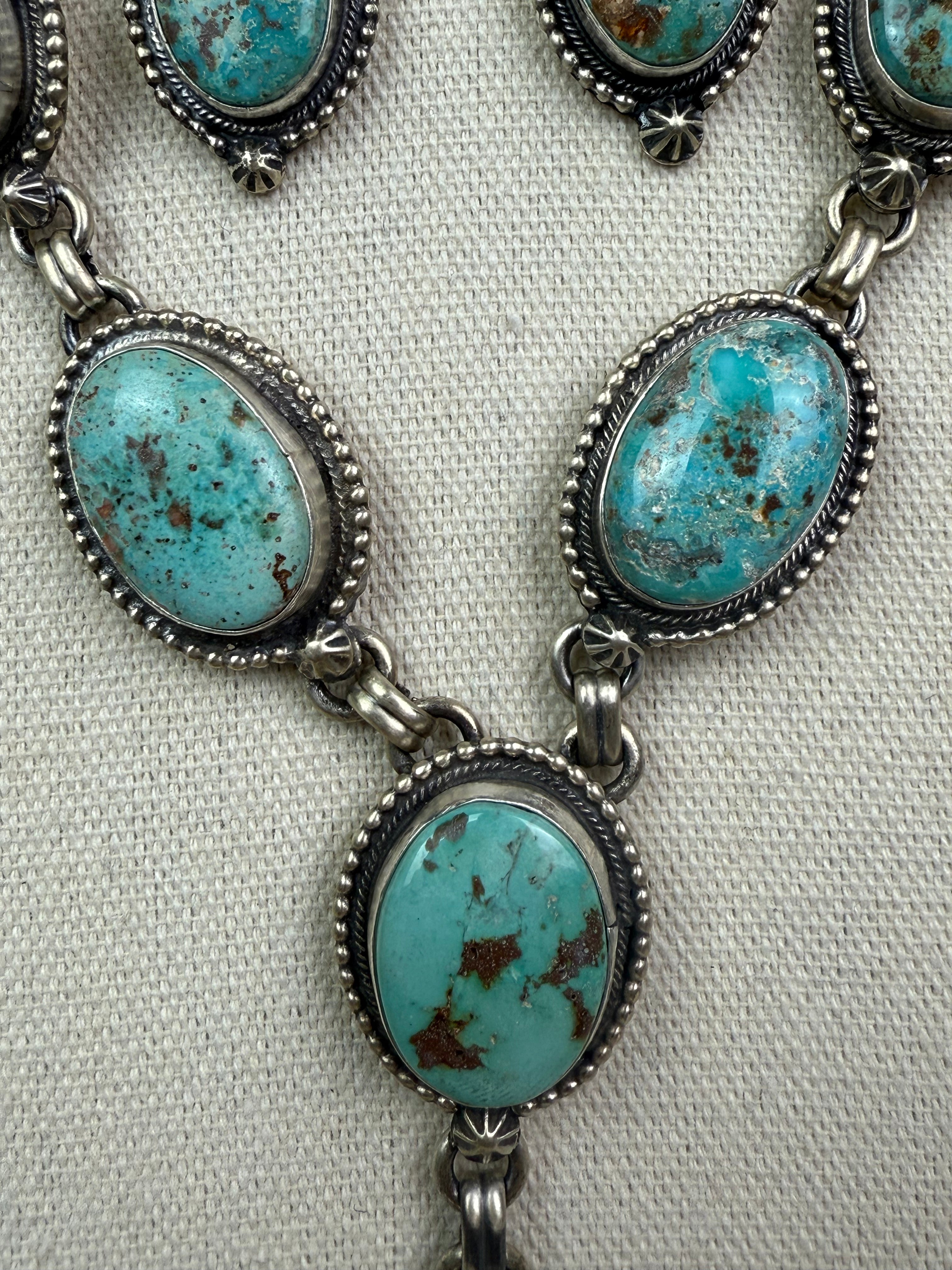 Cordell Platero Cripple Creek Turquoise Lariat Set