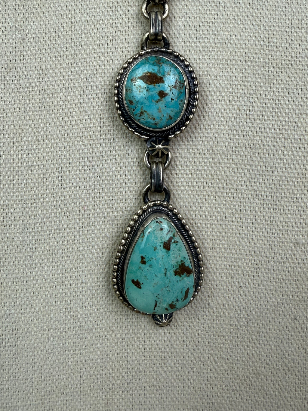 Cordell Platero Cripple Creek Turquoise Lariat Set