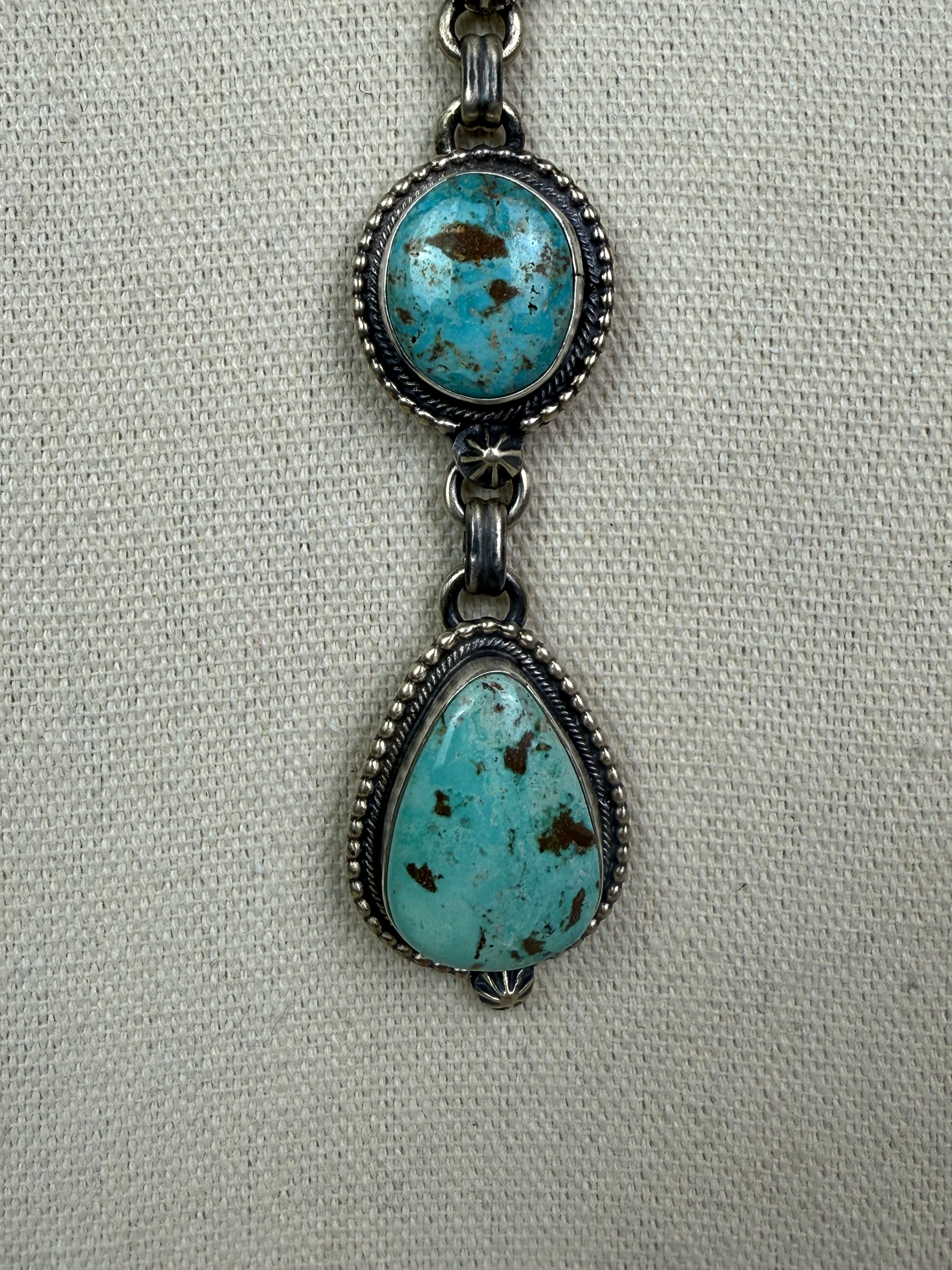 Cordell Platero Cripple Creek Turquoise Lariat Set