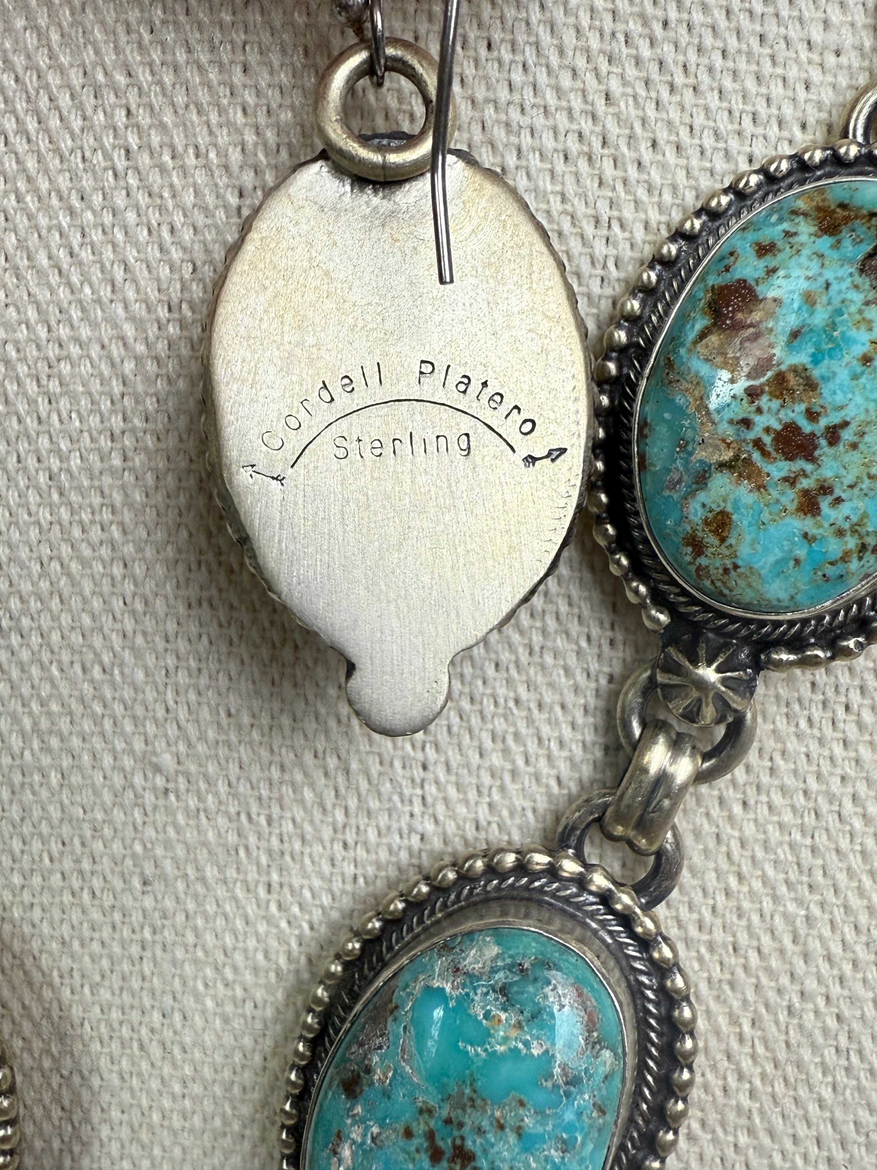 Cordell Platero Cripple Creek Turquoise Lariat Set