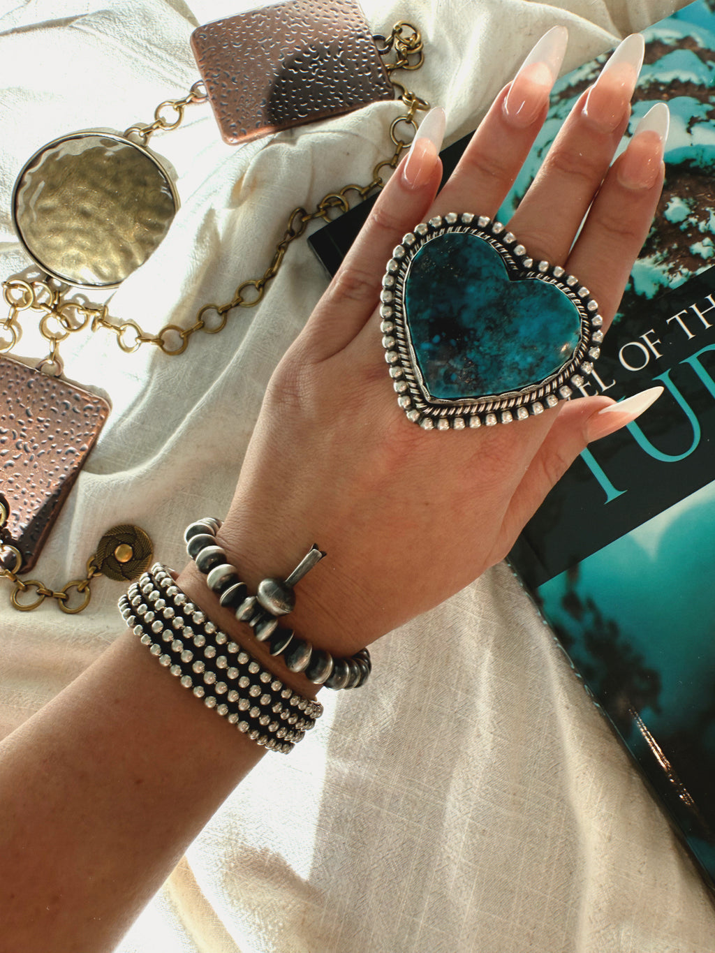 Glenn Livingston Adjustable Turquoise Heart Ring
