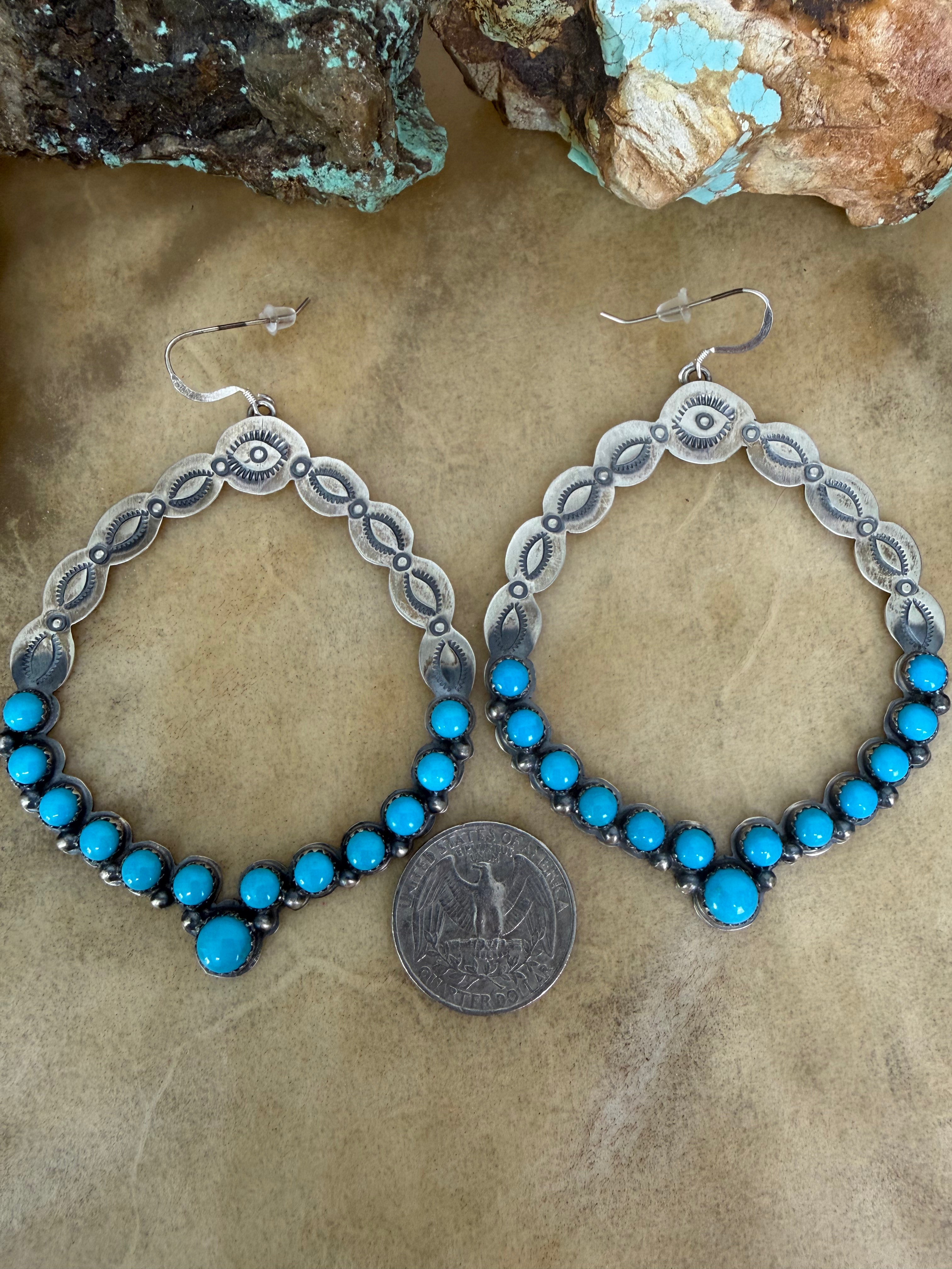 Julia Etsitty Turquoise Hoop Earrings