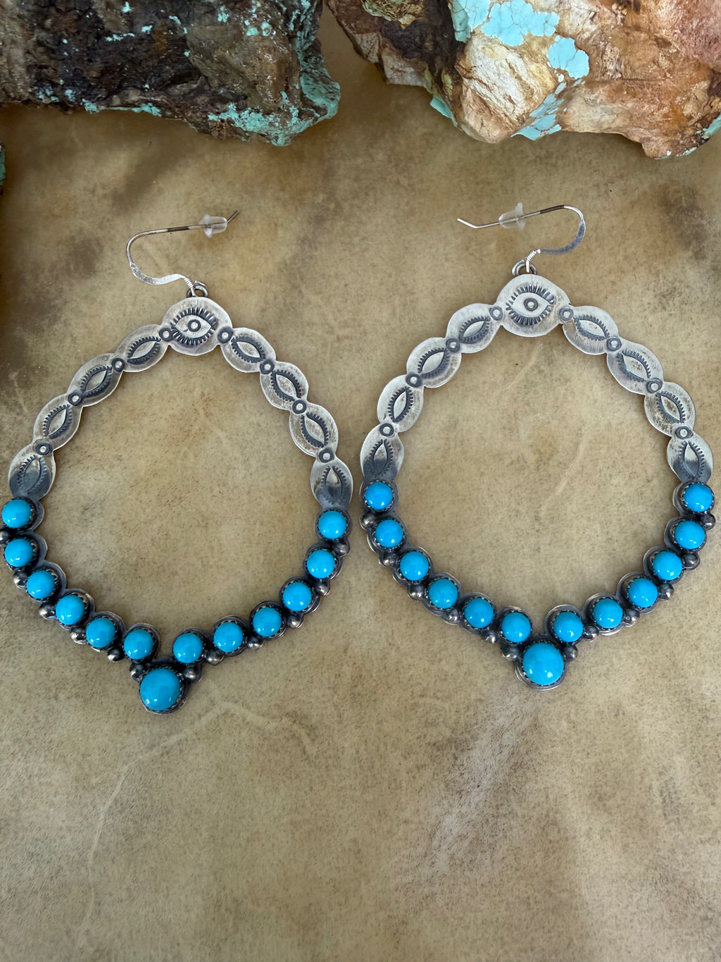 Julia Etsitty Turquoise Hoop Earrings