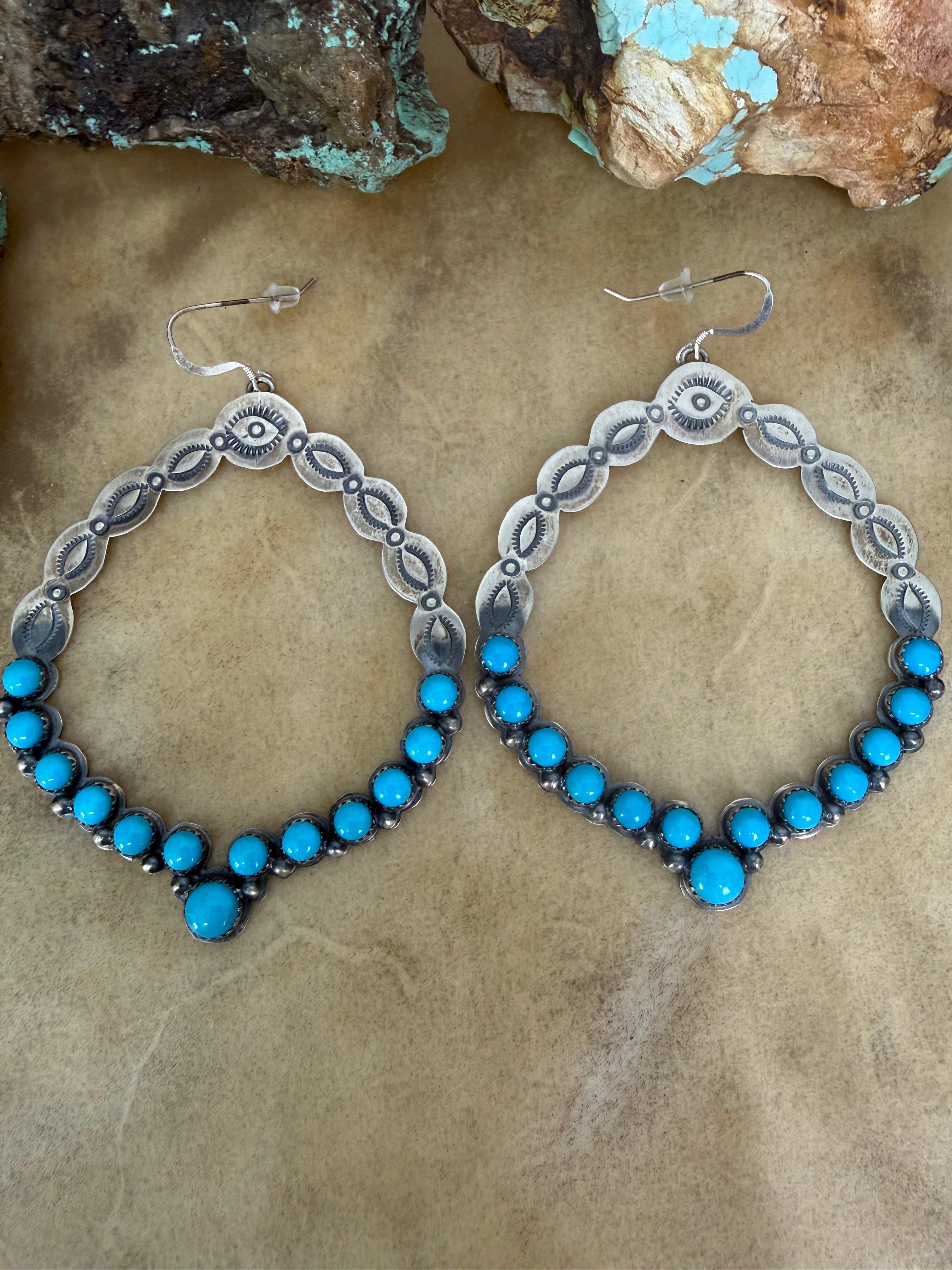 Julia Etsitty Turquoise Hoop Earrings