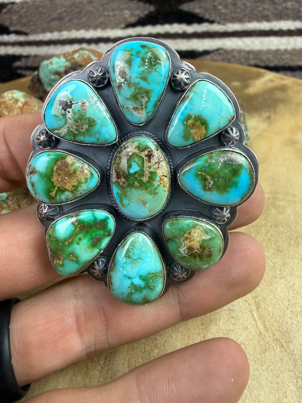 Sonoran Turquoise Cluster Adjustable Ring